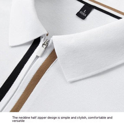 Mens Short Sleeve Shirts Casual Slim Fit Golf Shirt Turn-Down Collar Zipper Quick Dry Active Shirts