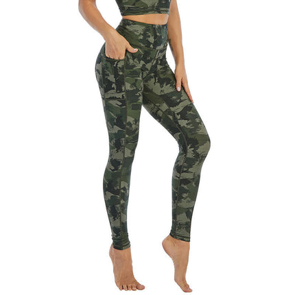Women's Yoga Pant Tummy Control High Waist Running Leggings with Pocket