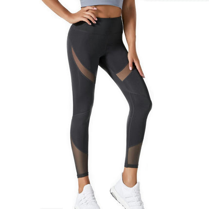 Women's Mesh Insert High Waisted Workout Gym Athletic Leggings