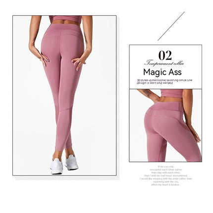 Women's Mesh Insert High Waisted Workout Gym Athletic Leggings