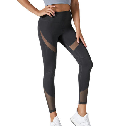 Women's Mesh Insert High Waisted Workout Gym Athletic Leggings