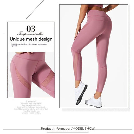 Women's Mesh Insert High Waisted Workout Gym Athletic Leggings