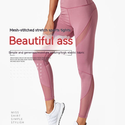 Women's Mesh Insert High Waisted Workout Gym Athletic Leggings