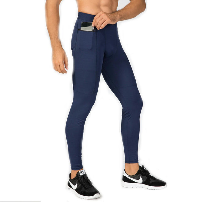 Men's Pants Workout Athletic Leggings Running Gym Tights with Pockets