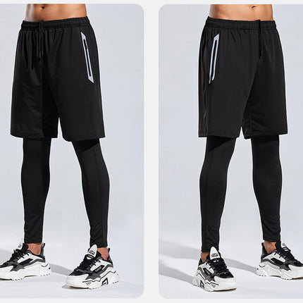 Men's 2 in 1 Running Pants Athletic Workout Legging with Pockets