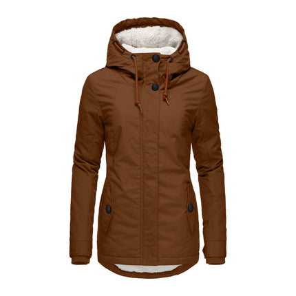 Women's Warm Faux Fur Hooded Coat Long Sleeve Fleece Lined Winter Parka Jackets