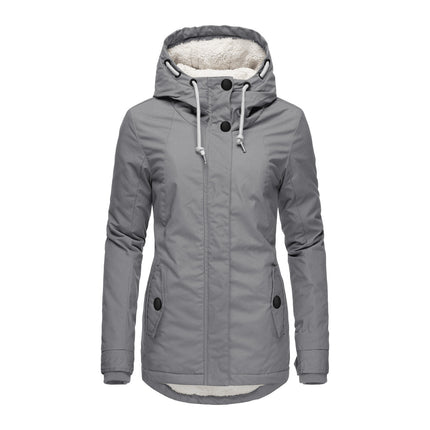 Women's Warm Faux Fur Hooded Coat Long Sleeve Fleece Lined Winter Parka Jackets