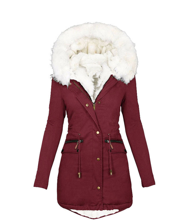 Women's Long Faux Fur Hooded Jacket Long Sleeve Fleece Lined Winter Jacket Fashion Parka Coat