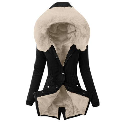 Women's Winter Coat Waterproof Thickened Parker Coat With Fur Collar Hood Warm Snow Jacket