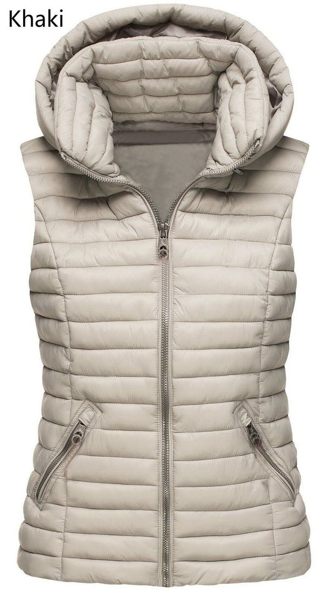 Women's Winter Vest Jacket Lightweight Quilted Loose Versatile Vest with Removable Hood