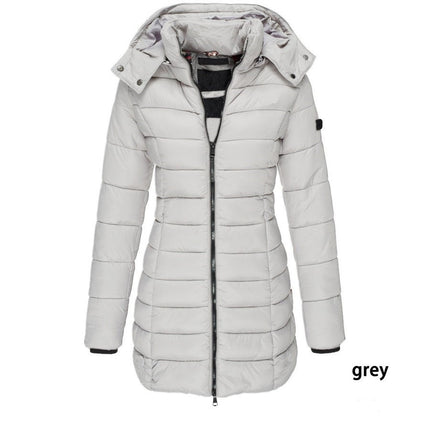 Women's Warm Thickened Quilted Coat With Detachable Hood Winter Long Warm Coat