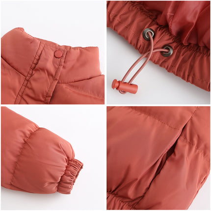Womens Quilted Cropped Puffer Jacket Long Sleeve Full Zipper Pocketed Warm Short Bubble Coats