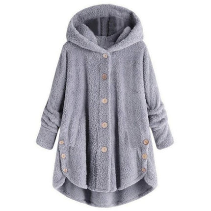 Womens Fuzzy Fleece Open Front Hooded Cardigan Jackets Sherpa Outerwear Coats with Pockets