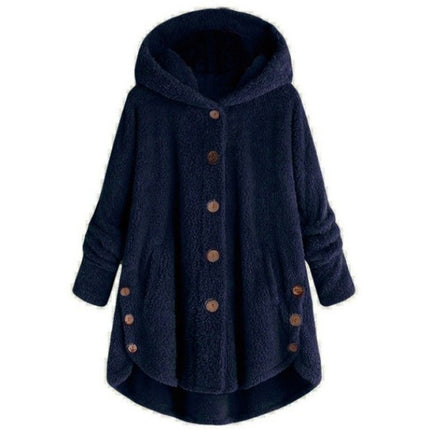 Womens Fuzzy Fleece Open Front Hooded Cardigan Jackets Sherpa Outerwear Coats with Pockets