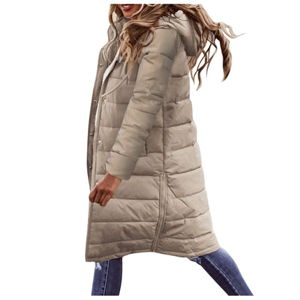 Women's Fashion Long Cotton Clothes Winter Long Thickened Zipper Hooded Cotton Jacket