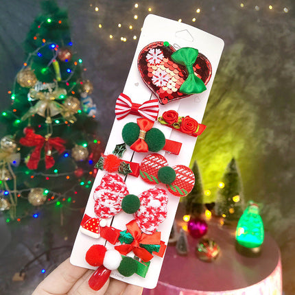 Girls Cute Hair Clips - 10 Piece Christmas Hair Clips Bow Hair Accessories Holiday Hair Clips