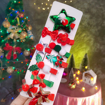 Girls Cute Hair Clips - 10 Piece Christmas Hair Clips Bow Hair Accessories Holiday Hair Clips