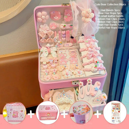 Baby Girl Hair Accessories Fitted Gift Box for Hair Clips Tie Bow Clips Hair Clips Bracelets Necklaces Multi-Pocket Storage Boxes