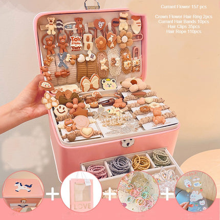 Baby Girl Hair Accessories Fitted Gift Box for Hair Clips Tie Bow Clips Hair Clips Bracelets Necklaces Multi-Pocket Storage Boxes