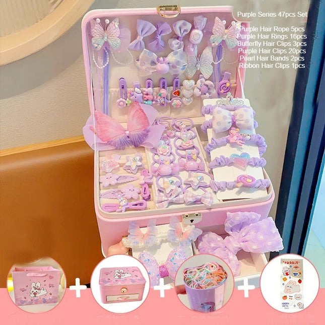 Baby Girl Hair Accessories Fitted Gift Box for Hair Clips Tie Bow Clips Hair Clips Bracelets Necklaces Multi-Pocket Storage Boxes