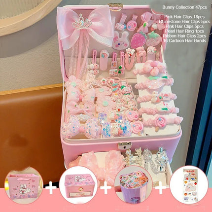 Baby Girl Hair Accessories Fitted Gift Box for Hair Clips Tie Bow Clips Hair Clips Bracelets Necklaces Multi-Pocket Storage Boxes