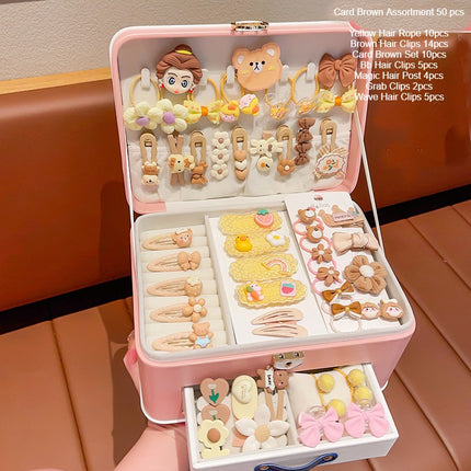 Baby Girl Hair Accessories Fitted Gift Box for Hair Clips Tie Bow Clips Hair Clips Bracelets Necklaces Multi-Pocket Storage Boxes
