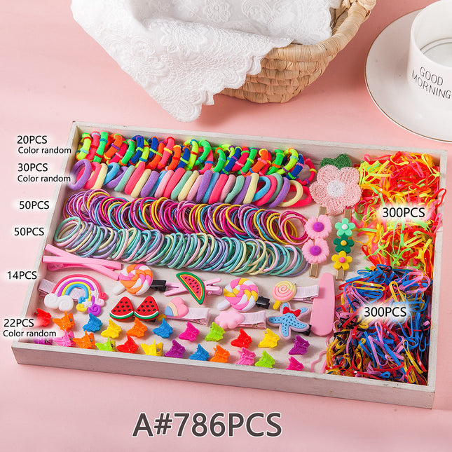 Girls Toddler Hair Bands Set, Kids Hair Accessories Colorful Ponytail Clips Rubber Bands with Ice Cream Strawberry Hair Clips