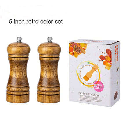 Pepper Mill Oak Pepper Mill Refillable Pepper Mill with Ceramic Grinding Mechanism, Adjustable Coarse and Fine
