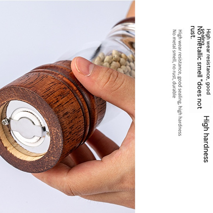 Wooden Pepper Grinder, Manual Salt and Pepper Grinder, with Visual Window Adjustable