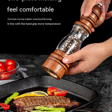 Wooden Pepper Grinder, Manual Salt and Pepper Grinder, with Visual Window Adjustable