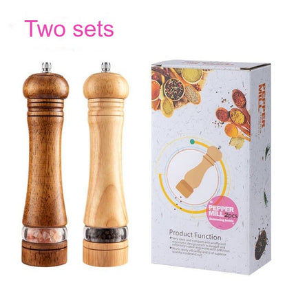 Pepper Grinder Set, Wooden Salt and Pepper Mills with Adjustable Coarseness, Refillable Manual Pepper Mill Grinder for Home Cook