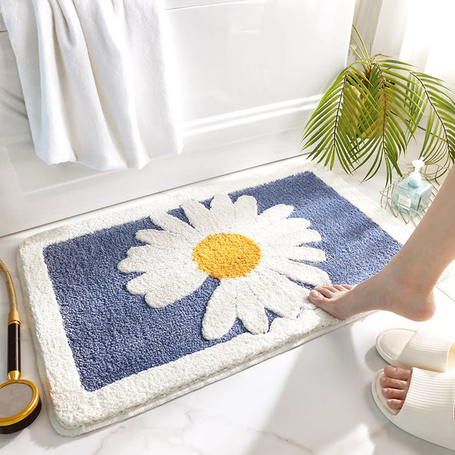 Daisy Bathroom Rug Anti-slip Bath Mat Bathroom Rugs Super Soft Anti-slip Absorbent Bathroom Door Mats