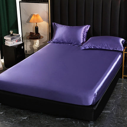 Imitation Silk Satin Fitted Sheet Pure Color Silky Smooth Silk Bed Sheet Super Soft Luxury Bed Sheet Gorgeous Smooth Bed Cover