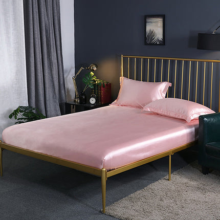 Imitation Silk Satin Fitted Sheet Pure Color Silky Smooth Silk Bed Sheet Super Soft Luxury Bed Sheet Gorgeous Smooth Bed Cover