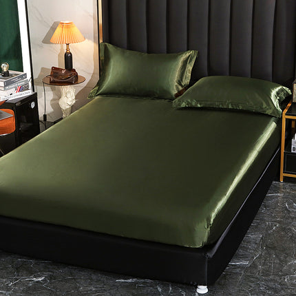 Imitation Silk Satin Fitted Sheet Pure Color Silky Smooth Silk Bed Sheet Super Soft Luxury Bed Sheet Gorgeous Smooth Bed Cover