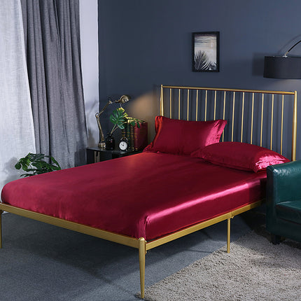 Imitation Silk Satin Fitted Sheet Pure Color Silky Smooth Silk Bed Sheet Super Soft Luxury Bed Sheet Gorgeous Smooth Bed Cover