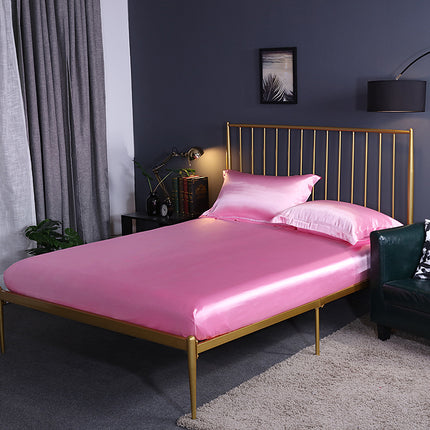 Imitation Silk Satin Fitted Sheet Pure Color Silky Smooth Silk Bed Sheet Super Soft Luxury Bed Sheet Gorgeous Smooth Bed Cover