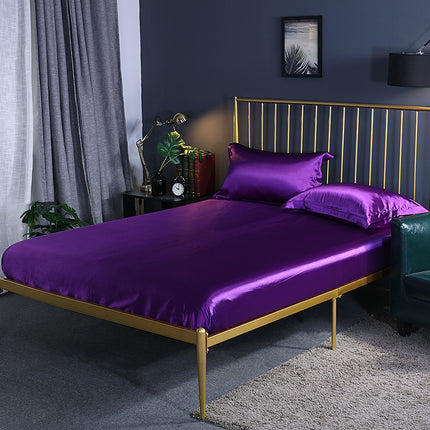 Imitation Silk Satin Fitted Sheet Pure Color Silky Smooth Silk Bed Sheet Super Soft Luxury Bed Sheet Gorgeous Smooth Bed Cover