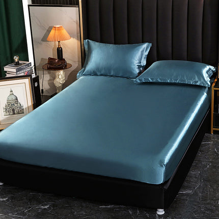 Imitation Silk Satin Fitted Sheet Pure Color Silky Smooth Silk Bed Sheet Super Soft Luxury Bed Sheet Gorgeous Smooth Bed Cover
