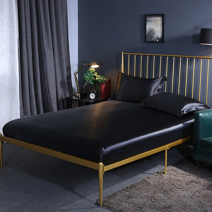 Imitation Silk Satin Fitted Sheet Pure Color Silky Smooth Silk Bed Sheet Super Soft Luxury Bed Sheet Gorgeous Smooth Bed Cover