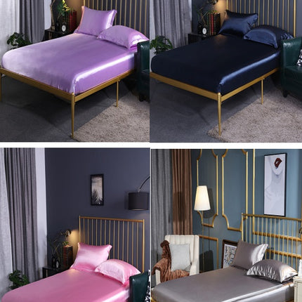 Imitation Silk Satin Fitted Sheet Pure Color Silky Smooth Silk Bed Sheet Super Soft Luxury Bed Sheet Gorgeous Smooth Bed Cover