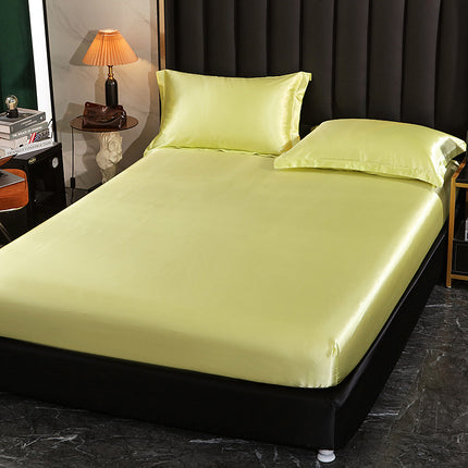 Imitation Silk Satin Fitted Sheet Pure Color Silky Smooth Silk Bed Sheet Super Soft Luxury Bed Sheet Gorgeous Smooth Bed Cover