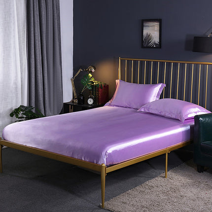 Imitation Silk Satin Fitted Sheet Pure Color Silky Smooth Silk Bed Sheet Super Soft Luxury Bed Sheet Gorgeous Smooth Bed Cover