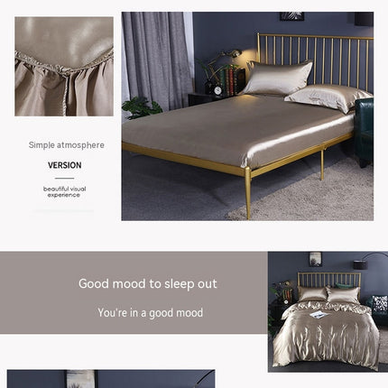 Imitation Silk Satin Fitted Sheet Pure Color Silky Smooth Silk Bed Sheet Super Soft Luxury Bed Sheet Gorgeous Smooth Bed Cover