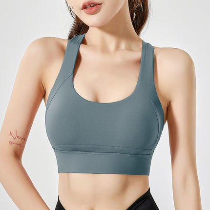 Deep U Back Sports Underwear Women's Shockproof Running High Intensity Yoga Fitness Outerwear Bra Sports Tank Top