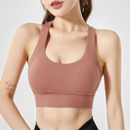Deep U Back Sports Underwear Women's Shockproof Running High Intensity Yoga Fitness Outerwear Bra Sports Tank Top