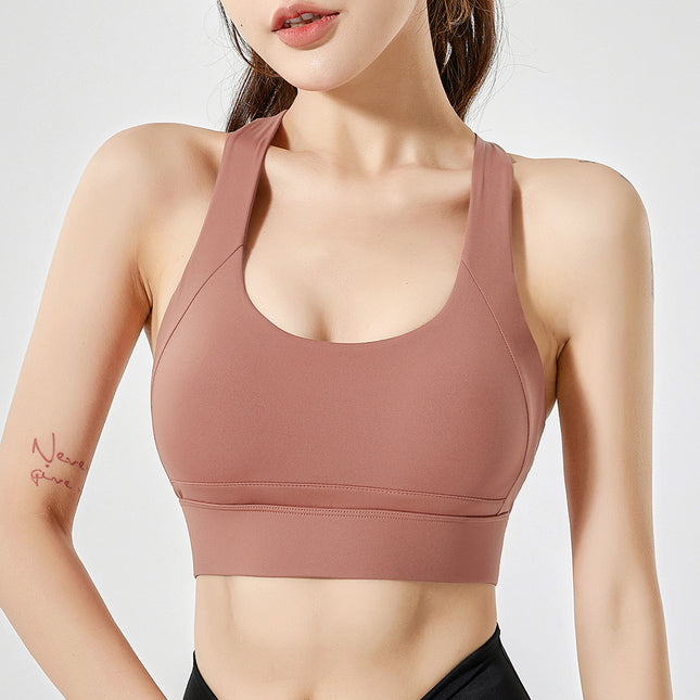 Deep U Back Sports Underwear Women's Shockproof Running High Intensity Yoga Fitness Outerwear Bra Sports Tank Top