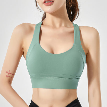 Deep U Back Sports Underwear Women's Shockproof Running High Intensity Yoga Fitness Outerwear Bra Sports Tank Top