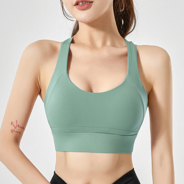 Deep U Back Sports Underwear Women's Shockproof Running High Intensity Yoga Fitness Outerwear Bra Sports Tank Top