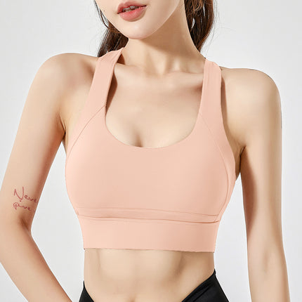 Deep U Back Sports Underwear Women's Shockproof Running High Intensity Yoga Fitness Outerwear Bra Sports Tank Top
